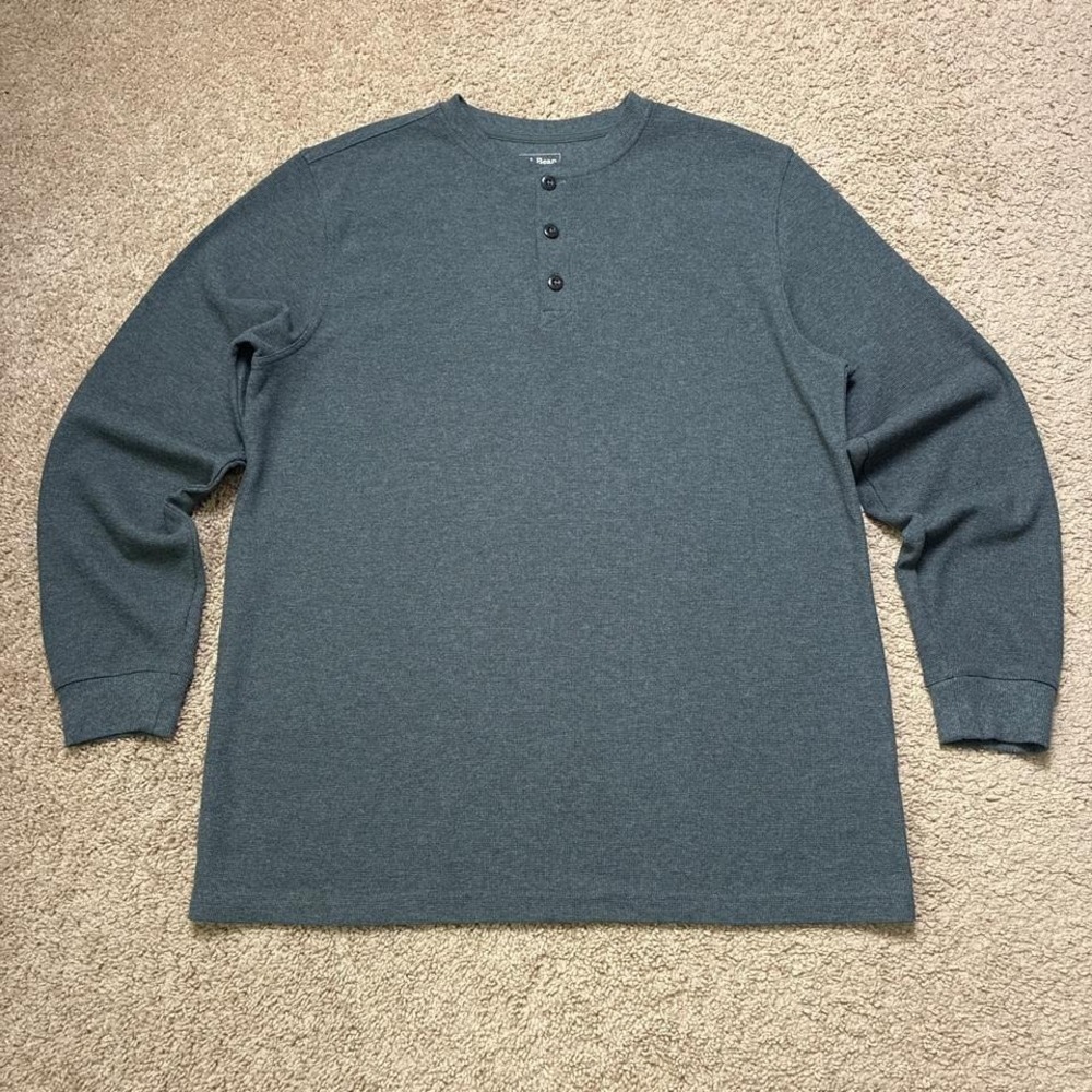 L.L. Bean Gray Knit Long Sleeve Henley Shirt Size Large Tall